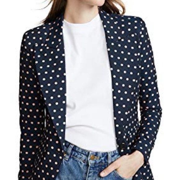 Smythe Lounge Blazer Navy Polka Dot Size 2 - Picture 4 of 14